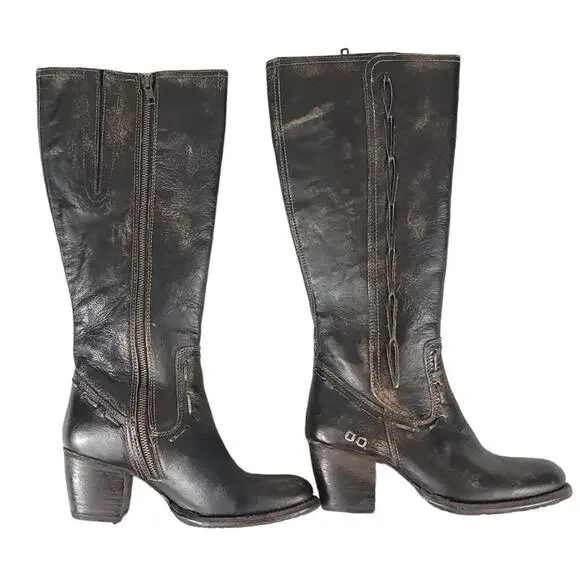 Bed Stu Fate Tall Boots Black Hand Wash Bohemian Western Cowgirl